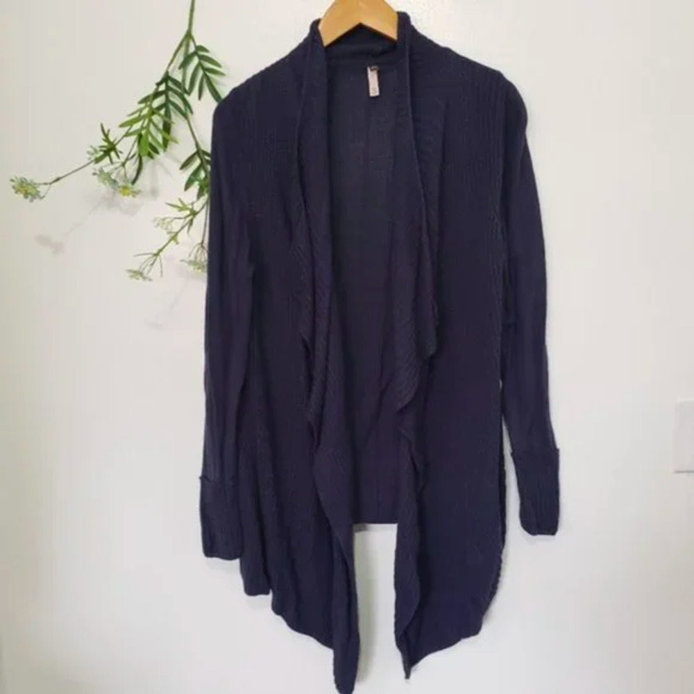 ❤️LTD knitted waterfall open front blue cardigan XS